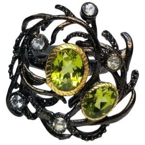 Natural peridot, topaz and sterling ring 8
